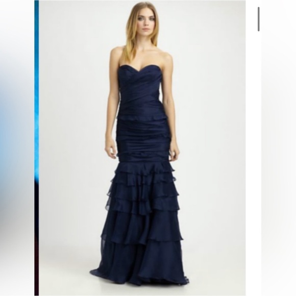 Theia Dresses & Skirts - THEIA Strapless Silk Organza Ruffled Gown Dress Women’s Size 2
